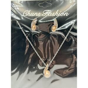 ~*Brand New*~ Chuns Fashion Women's Earrings Necklace Gift Set Bridal Prom Peach